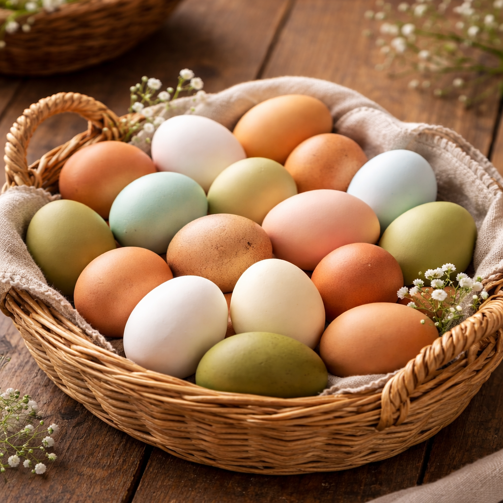 Coppedge Farms gourmet backyard eggs with colorful shells