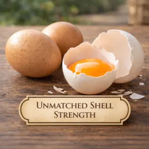 Heavy-duty thick shells on farm fresh eggs from Coppedge Farms in Dallas, ensuring maximum protection and freshness.